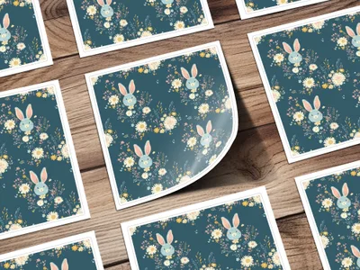 Bunny Floral Digital Paper, Seamless Pattern, Easter Design, Fabric Design, Cute Animal Print, Pastel Flowers, Digital Download - Moore and Mountain