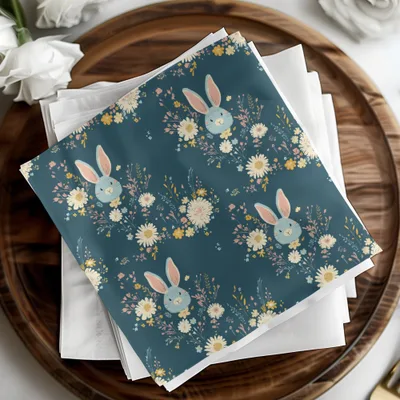 Bunny Floral Digital Paper, Seamless Pattern, Easter Design, Fabric Design, Cute Animal Print, Pastel Flowers, Digital Download - Moore and Mountain