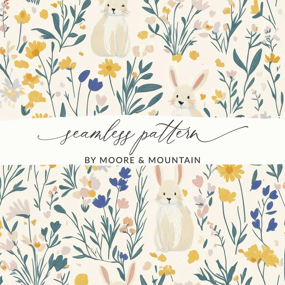 Seamless Floral Bunny Pattern by Moore & Mountain
