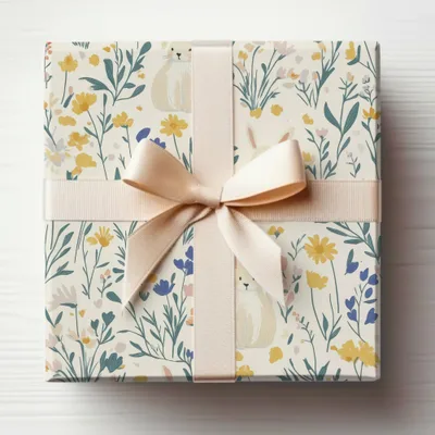 Floral and Animal Print Gift Wrap with Bow Decoration