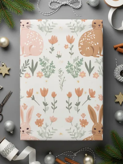 Bunny Floral Seamless Pattern, Cute Rabbit Digital Paper, Spring Animal Print, Easter Fabric Design, Childrens Print, 12x12 JPEG - Moore and Mountain