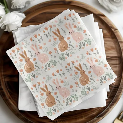 Bunny Floral Seamless Pattern, Cute Rabbit Digital Paper, Spring Animal Print, Easter Fabric Design, Childrens Print, 12x12 JPEG - Moore and Mountain