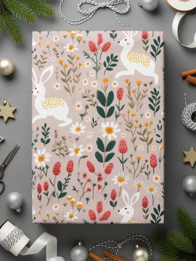 Bunny Floral Seamless Pattern, Spring Digital Paper, Easter Fabric Design, Rabbit Repeat, Digital Download, Surface Pattern - Moore and Mountain