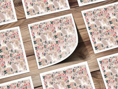 Bunny Floral Seamless Pattern, Spring Digital Paper, Easter Fabric Design, Rabbit Repeat, Digital Download, Surface Pattern - Moore and Mountain
