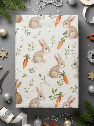Bunny Rabbit Seamless Pattern Digital Paper, Cute Bunny Carrot JPEG File, Spring Animal Print, Easter Digital Download, Scrapbooking Paper - Moore and Mountain