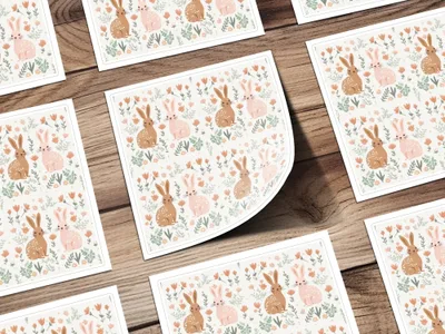 Bunny Rabbit Seamless Pattern, Digital Paper, Floral Print, Easter Theme, Digital Download, Fabric Design, Cute Animals, Scrapbooking - Moore and Mountain