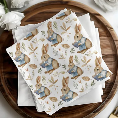 Bunny Reading Book Digital Paper, Rabbit Seamless Pattern, Watercolor Animal Print, Scrapbook Paper, Fabric Design, Digital Download - Moore and Mountain