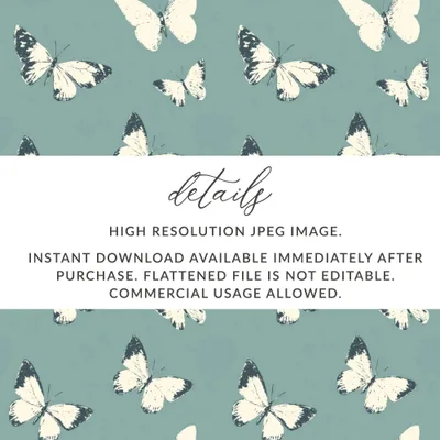 Butterfly Digital Paper, Seamless Pattern, Teal Background, Commercial Use, Print on Demand Allowed, Scrapbook Paper, Butterflies - Moore and Mountain