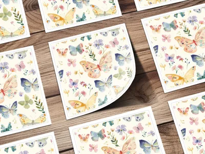 Spring Butterfly Digital Paper, Watercolor Seamless Pattern, Floral Digital Background, Spring Digital Paper Pack, Scrapbook Paper Digital - Moore and Mountain