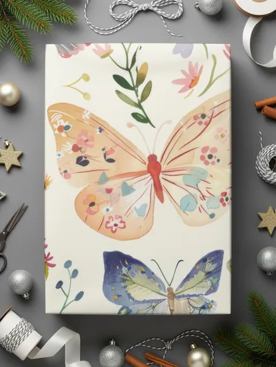 Spring Butterfly Digital Paper, Watercolor Seamless Pattern, Floral Digital Background, Spring Digital Paper Pack, Scrapbook Paper Digital - Moore and Mountain