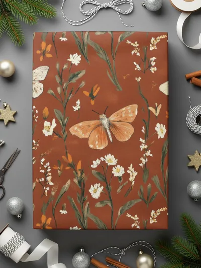 Butterfly Floral Digital Paper, Seamless Rust Pattern, Fall Backgrounds, 12x12 JPEG Files, Scrapbook Paper, Fabric Design, Digital - Moore and Mountain