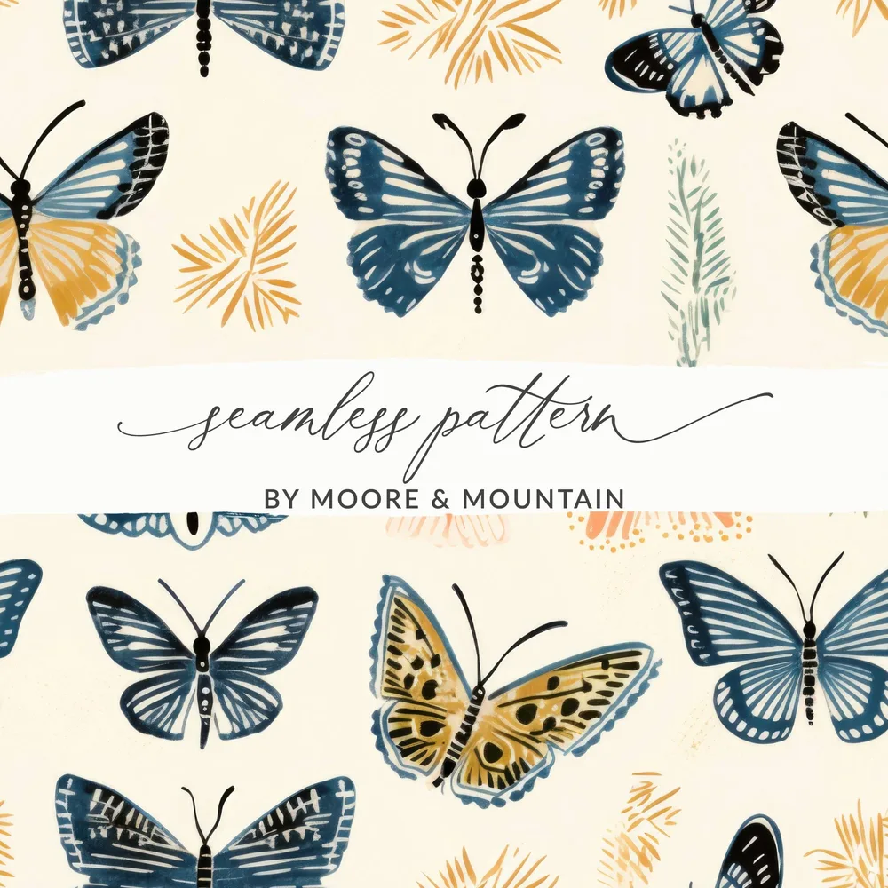 Spring Butterfly Pattern Digital Paper, Seamless Butterfly Background, Scrapbook Paper, Fabric Design, Downloadable Texture, Butterflies - Moore and Mountain