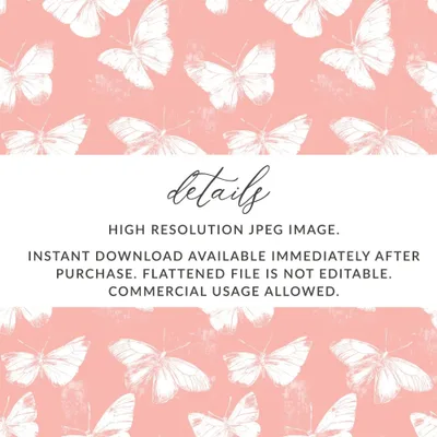 Butterfly Seamless Pattern Digital, Pink Background, Commercial Use, Printable Digital Paper, Butterfly Design, Pastel Colors - Moore and Mountain