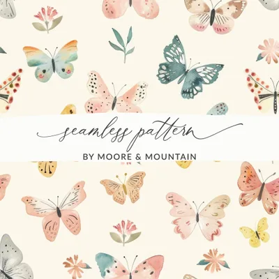 Spring Butterfly Seamless Pattern, Pastel Butterflies Seamless Wallpaper Commercial Use