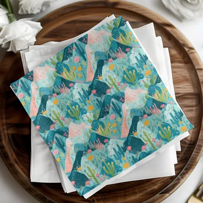 Cactus Digital Paper, Desert Digital Print, Botanical Seamless Pattern, Mountain Landscape, Southwest Download, JPEG Files for Craft, Fabric - Moore and Mountain