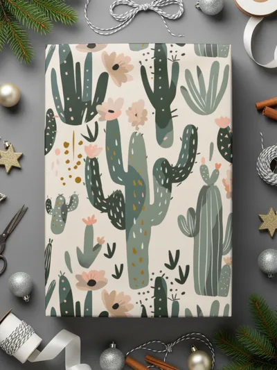 Cactus Flower Digital Paper, Seamless Pattern, Boho Plants Illustration, Desert Printable, Scrapbooking Paper, Fabric Design - Moore and Mountain