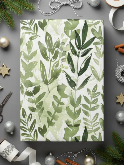 Festive Leafy Green Christmas Wrapping Paper