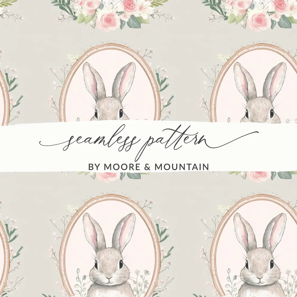 Floral Bunny Seamless Pattern for Crafts and Decor