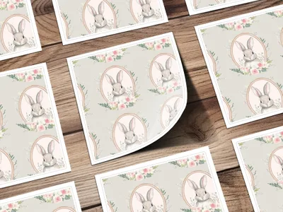 Cute Bunny and Floral Pattern Sheet Decorative Paper