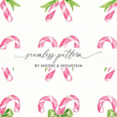 Candy Cane Digital Paper, Christmas Pattern Download, Watercolor Art, Seamless Tileable Pattern, Holiday Design, 12x12 JPEG Image