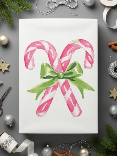 Candy Cane Digital Paper, Christmas Pattern Download, Watercolor Art, Seamless Tileable Pattern, Holiday Design, 12x12 JPEG Image - Moore and Mountain