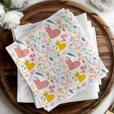 Cat and Flower Digital Seamless Pattern, Animal Floral Design, Pet Fabric, Cute Kitten Image, Download Files, Printable Design, Crafts - Moore and Mountain