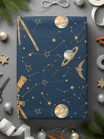 Celestial Seamless Pattern Digital Paper, Telescope, Planets, Stars, Galaxy, Astronomy Design, Scrapbooking, Fabric Print, DIY Project - Moore and Mountain