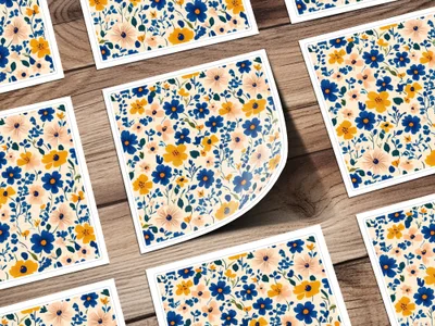 Colorful Floral Pattern Stickers with Vibrant Flowers Design