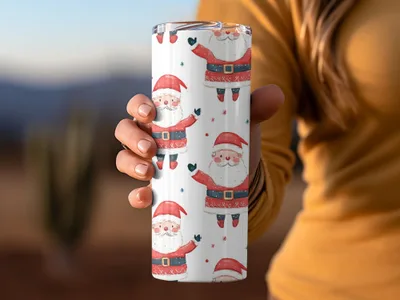 Cheerful Santa Pattern Festive Christmas Illustration Digital - Moore and Mountain