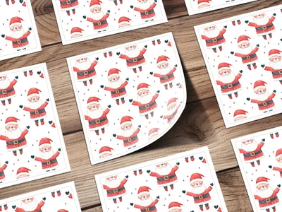Cheerful Santa Pattern Festive Christmas Illustration Digital - Moore and Mountain