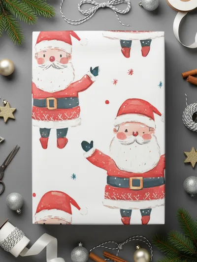 Cheerful Santa Pattern Festive Christmas Illustration Digital - Moore and Mountain