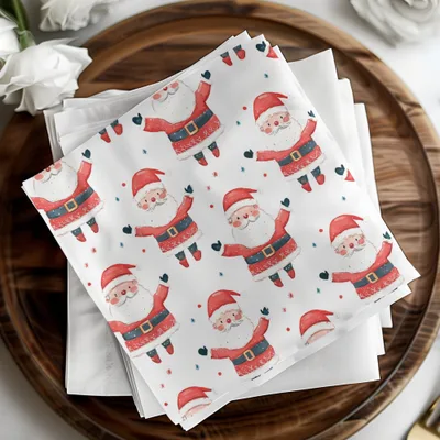 Cheerful Santa Pattern Festive Christmas Illustration Digital - Moore and Mountain