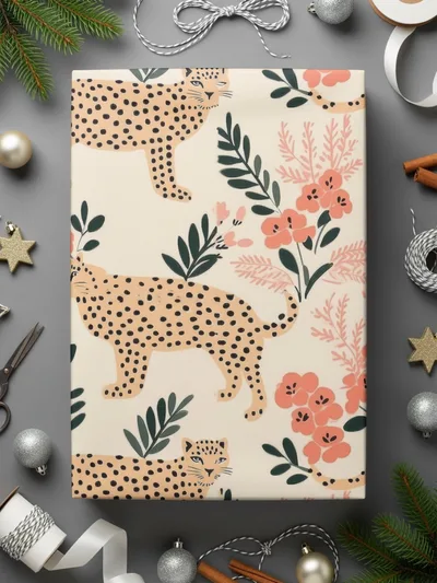 Cheetah Floral T-Shirt, Seamless Digital Pattern, Cheetah Print Tee, Pink Flower Shirt, Exotic Animal Shirt, Digital Download - Moore and Mountain
