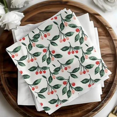Cherry Digital Paper, Fruit Digital Pattern, Seamless Pattern Design, Scrapbook Paper, Berry Pattern, Christmas Digital, Botanical Print - Moore and Mountain