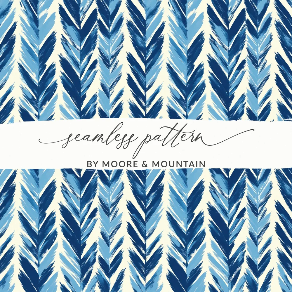 Chevron Strokes Pattern with Blue Shades Repeating Design Digital - Moore and Mountain