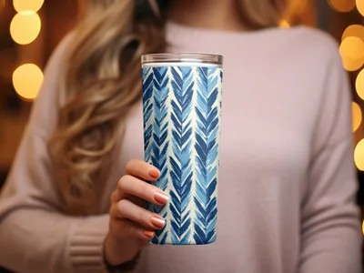 Chevron Strokes Pattern with Blue Shades Repeating Design Digital - Moore and Mountain
