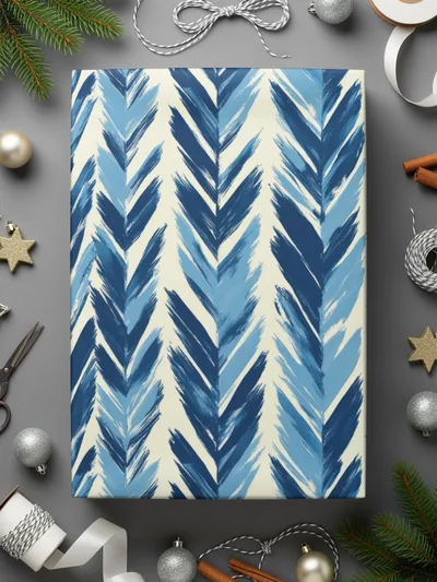 Chevron Strokes Pattern with Blue Shades Repeating Design Digital - Moore and Mountain