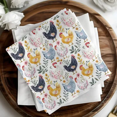 Chicken Floral Digital Seamless Pattern, Farmhouse Animals Digital Paper, Watercolor Chicken Illustration, Digital Download Includes 2 JPEGs - Moore and Mountain
