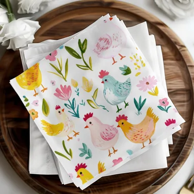 Chicken Seamless Pattern Digital, Farm Animal Art, Floral Repeat File, Watercolor Clipart, Poultry Design, JPEG Files for Fabric, Crafts