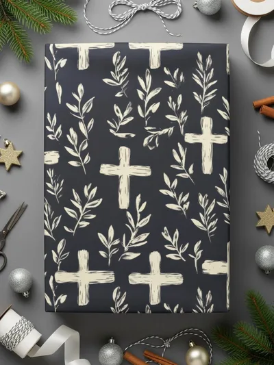 Christian Cross Seamless Pattern, Religious Leaves Digital Paper, JPEG File, Fabric Pattern, Floral Print, Digital Design, Download - Moore and Mountain