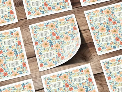 Christian Floral Digital Paper, Seamless Pattern, Scripture Art, Digital Download, Commercial Use, Print on Demand, JPEG, 12x12 Inch - Moore and Mountain