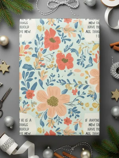 Christian Floral Digital Paper, Seamless Pattern, Scripture Art, Digital Download, Commercial Use, Print on Demand, JPEG, 12x12 Inch - Moore and Mountain