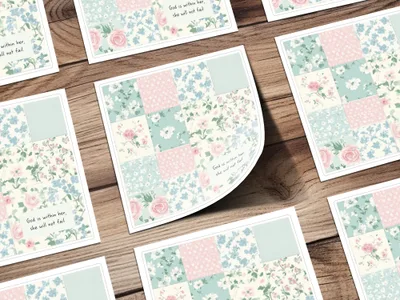 Inspirational Floral Patchwork Design Art Prints