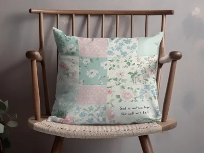 Floral Patchwork Design Throw Pillow Inspirational Quote