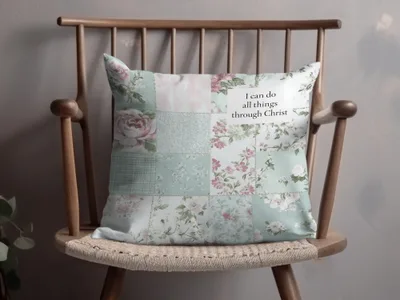 I can do all things through Christ floral pillow