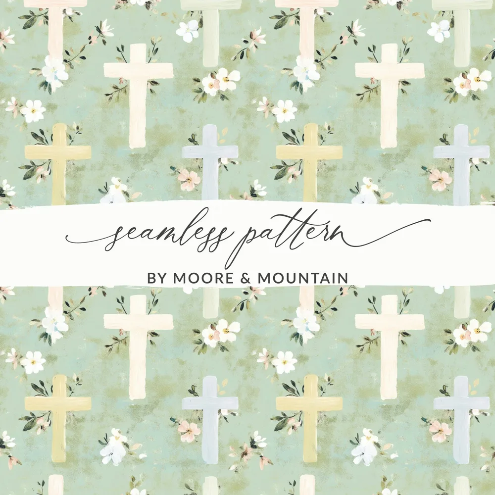 Floral Cross Seamless Pattern by Moore & Mountain Design