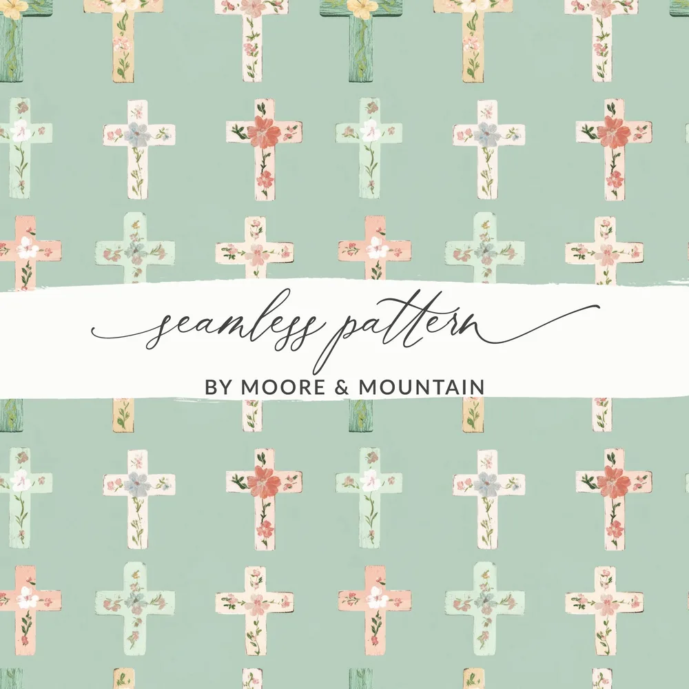 Floral Cross Pattern Seamless Design by Moore & Mountain