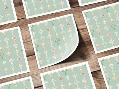 Pastel Floral Cross Pattern Decorative Sticker Sheet