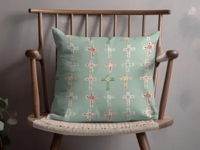 Floral Cross Pattern Decorative Pillow Cushion