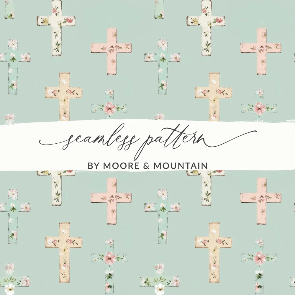 Vintage Floral Crosses Seamless Pattern Design